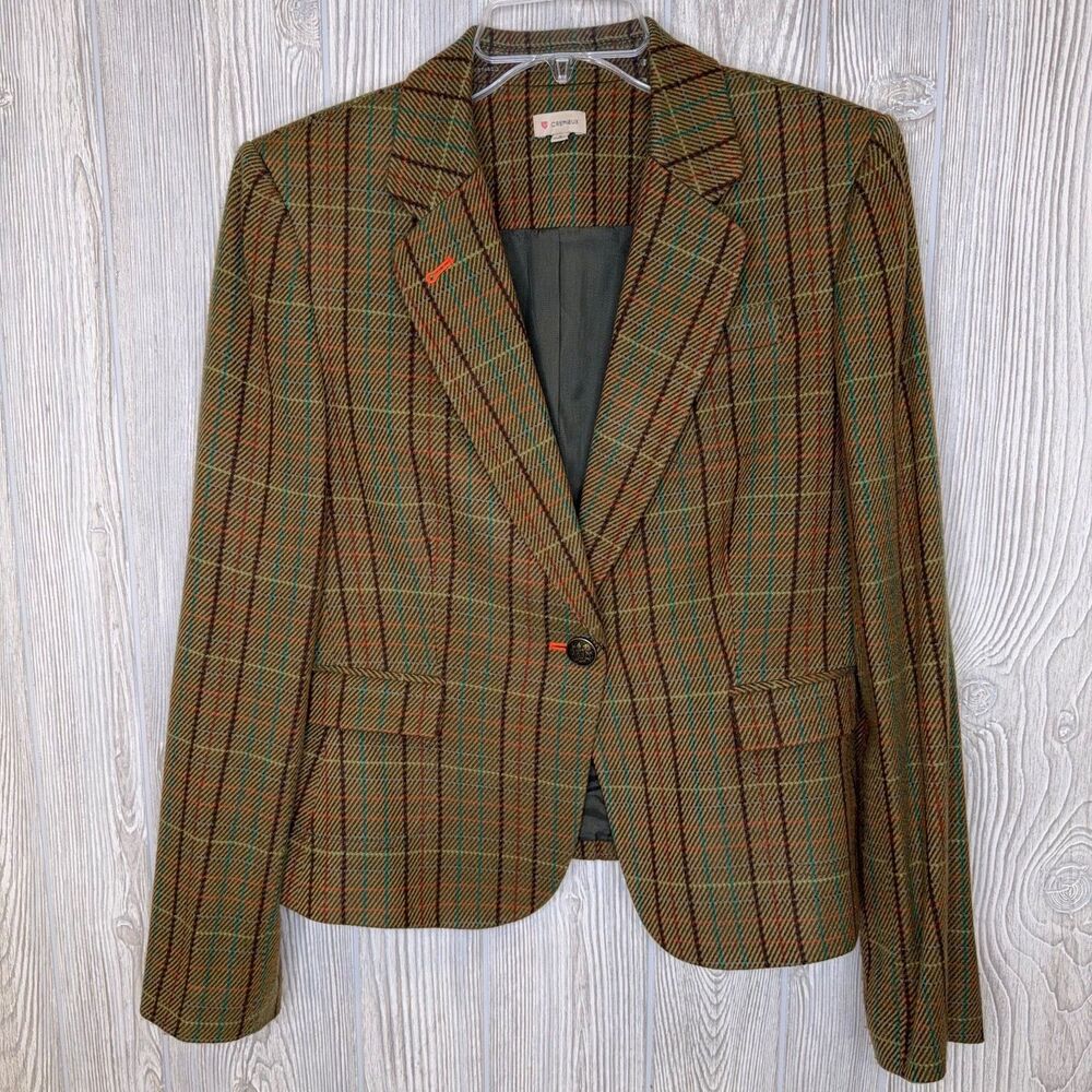 Daniel Cremieux Brown Plaid Blazer with Green & Orange Windowpane